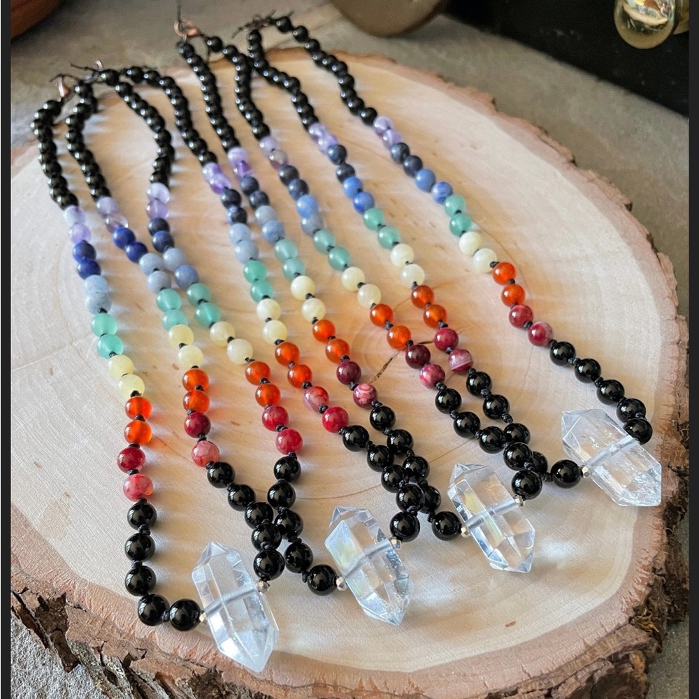 Handmade Rainbow 7 Chakra Choker
Necklace, Unisex Crystal Choker - Picture 2 of 8